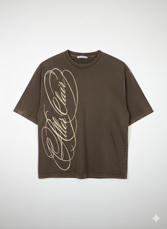 Signature Script Oversized T-Shirt – Chocolate Brown