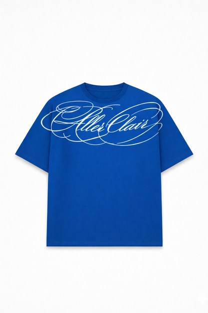 ALLER CLAIR SCRIPT TEE — ROYAL BLUE
