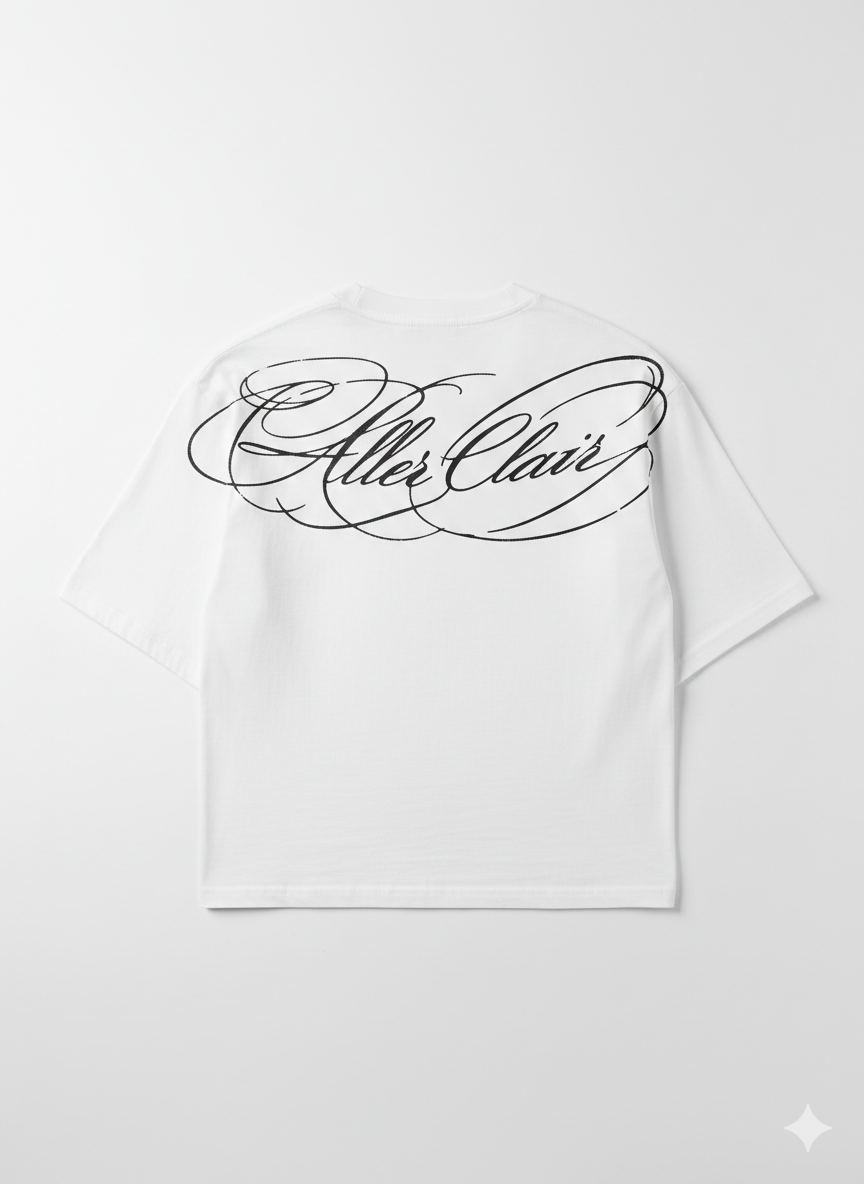 Signature Script Back Print Oversized T-Shirt – White