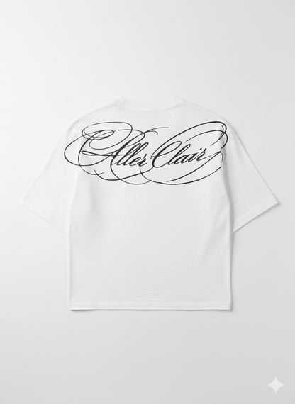 Signature Script Back Print Oversized T-Shirt – White