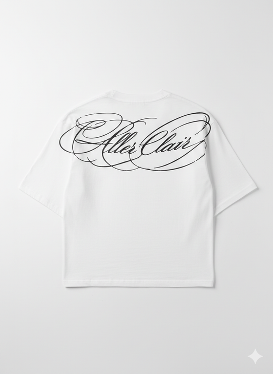 Signature Script Back Print Oversized T-Shirt – White